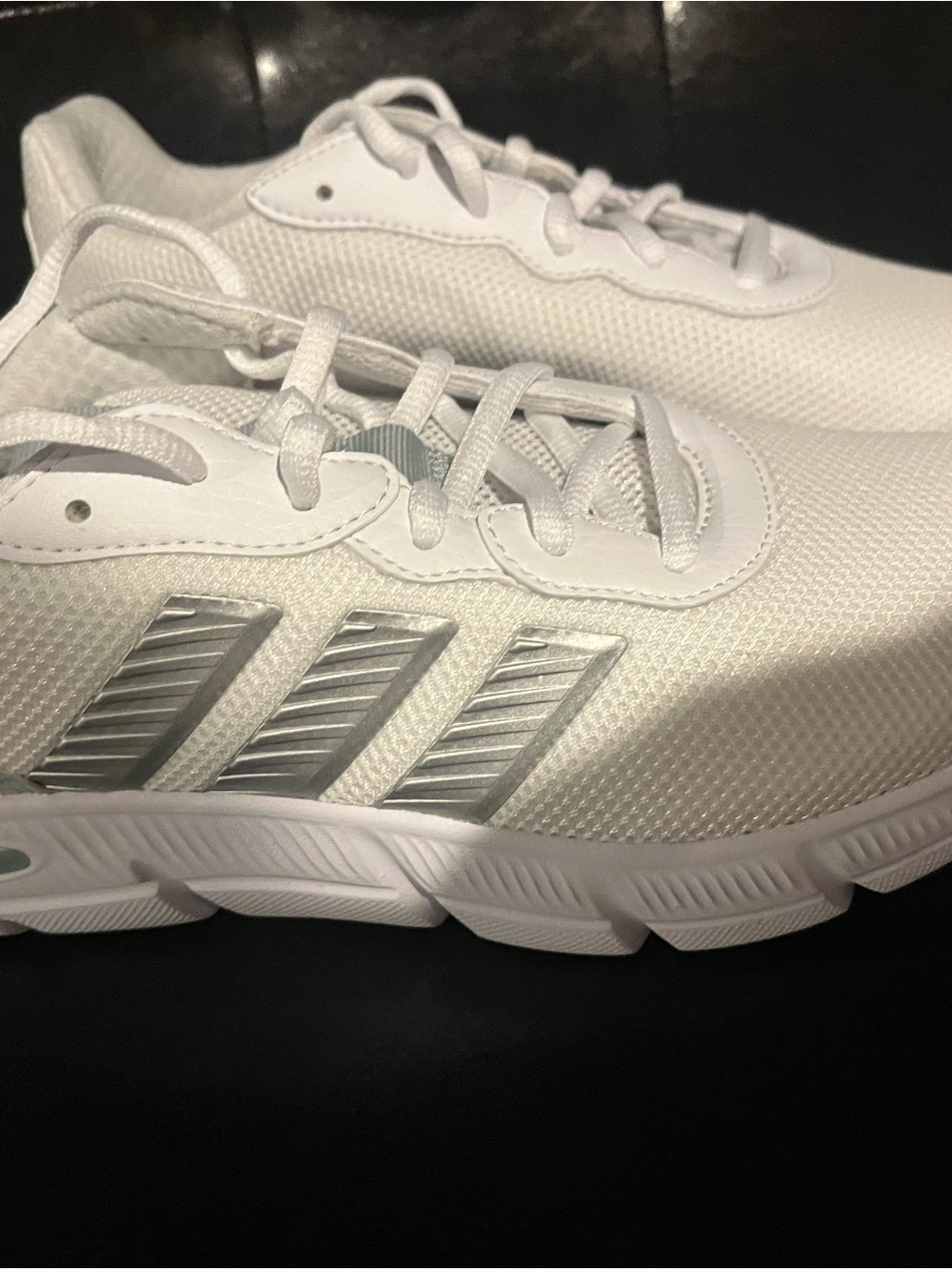 adidas White Sneakers with Silver Stripes